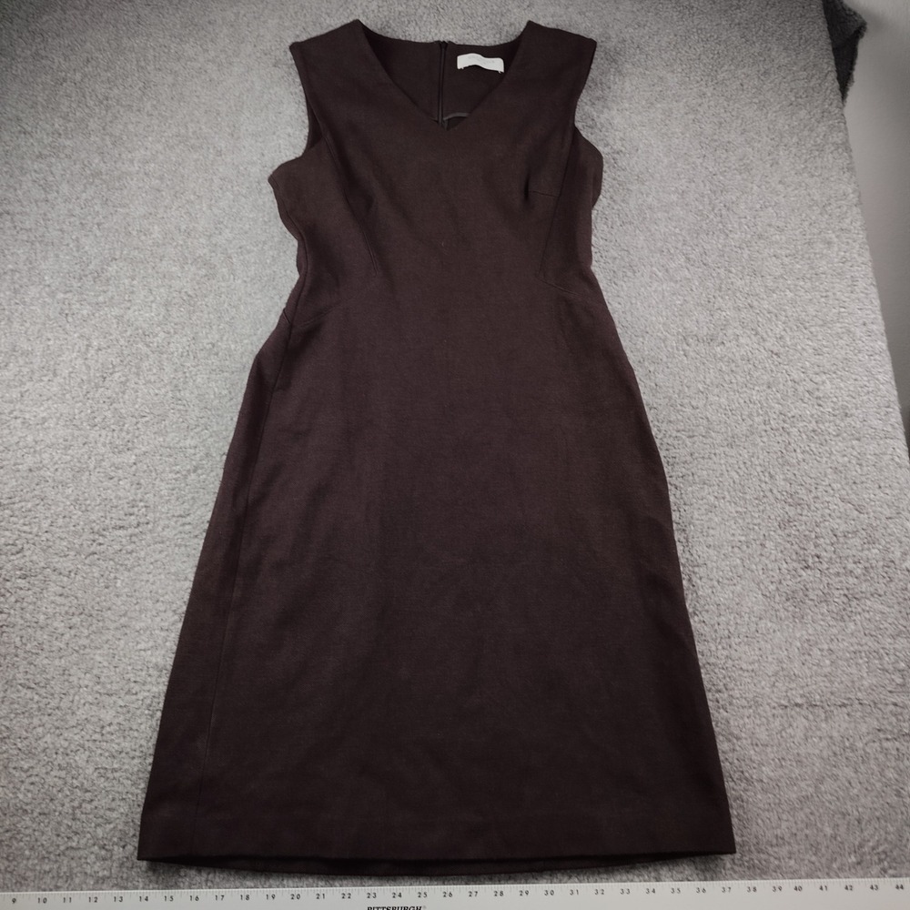 MM.LaFleur Dress Sz 12 Sleeveless V-Neck Sheath Burgundy EUC